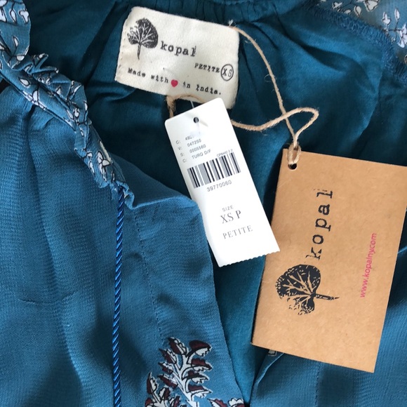 Anthropologie Eliza Tiered Kopal Boho Teal Peasant Dress Size XS $288 - Picture 9 of 13